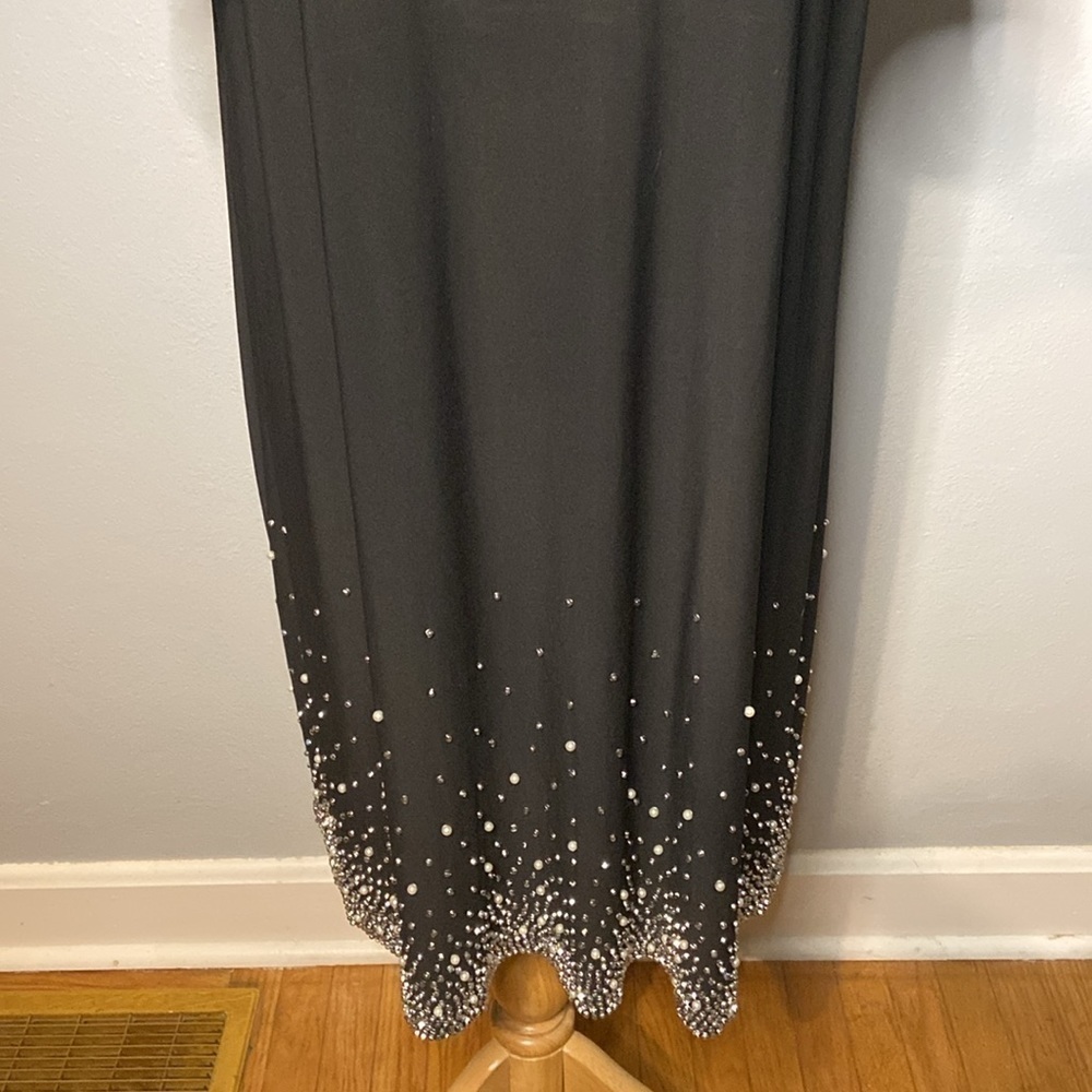 Roz & Ali Black Dress Split Short Sleeves Beaded Pull On Style Woman 1X - Picture 3 of 10